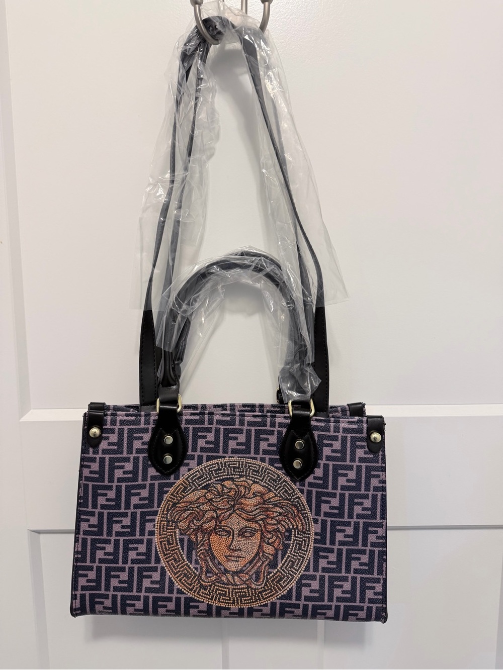 Black and Purple Medallion Tote Bag